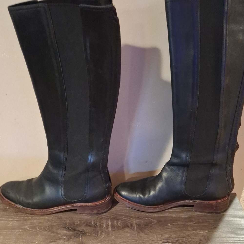 CELINE Black Leather Knee-High Boots - Picture 1 of 6